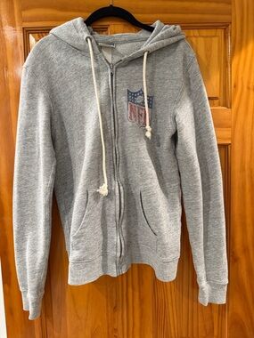 Junk Food Clothing Gray Zip Hoodie with Faded NFL Shield